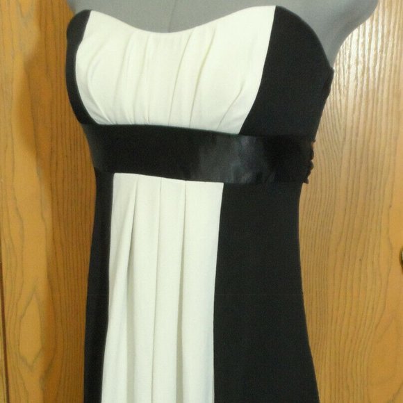SPEECHLESS Short Formal Dress S Black White Empire waist Tie back SweetheartNeck - Picture 4 of 8